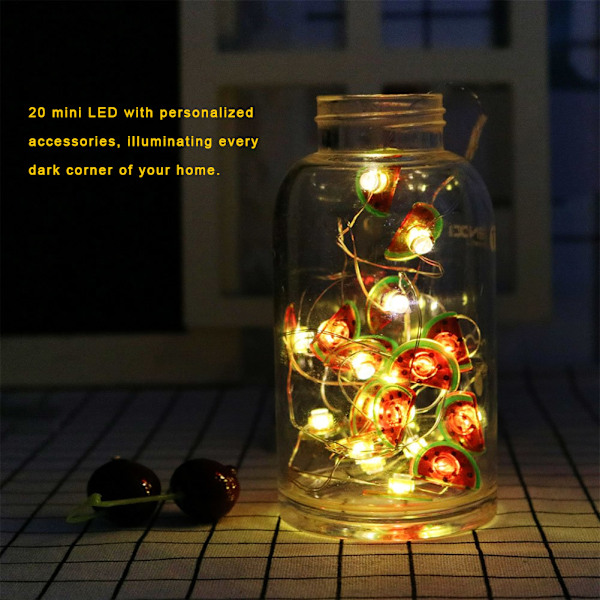 2m/6,6ft 20 LED Söta Vattenmelon Fairy String Lights - Varmvit Dekoration för Barnrum