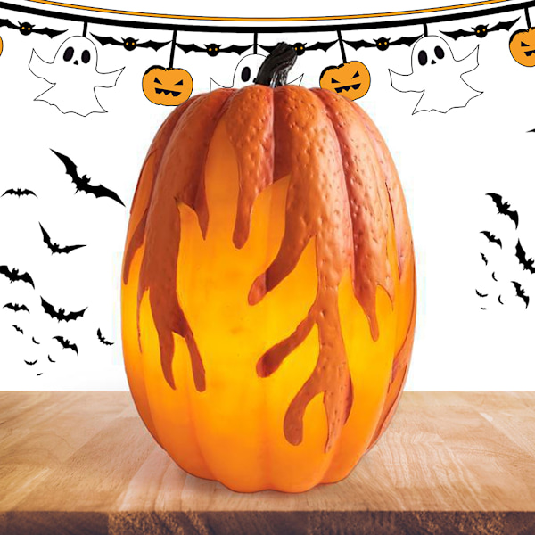 Batteridriven Halloween Pumpa Lykta med Flammeffekt - Perfekt för Halloween Heminredning