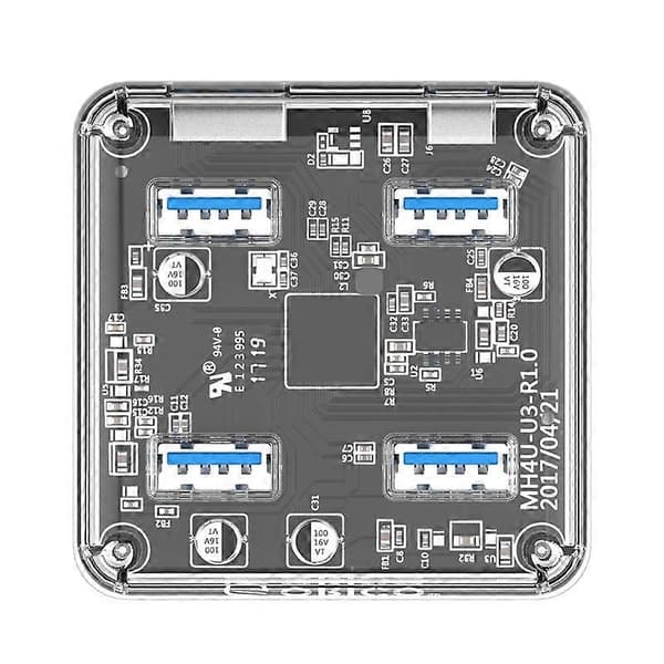 ORICO MH4U-30 USB 3.0 Transparent skrivbordshubb med 30 cm Micro USB-kabel Not Specified