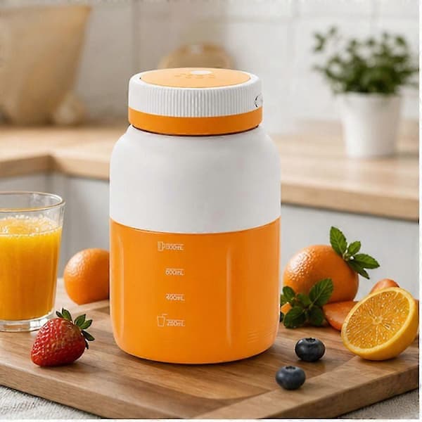 Bærbar Multifunksjonell Juiceblenderkopp, 1300 ml, 2 Lokk, Beige DU