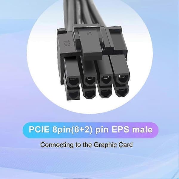 PSU 12-pin hann til PCIe 8-pin (6+2) hann GPU strømadapterkabel PCIE 12-pin til 8-pin strømkabel kompatibel med Be Quiet Black