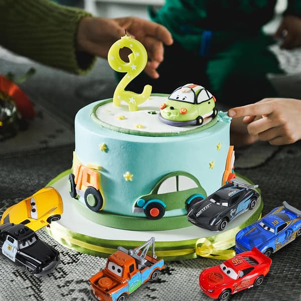【YD】6 legetøjsbiler, lyn stor legetøjsbil, metallegetøjsbiler, mini racerbiler