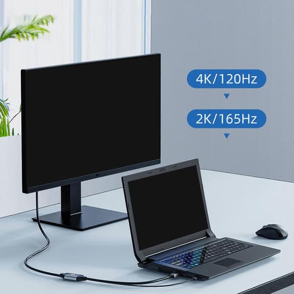 Højhastigheds HDMI-kompatibel 2.1 til DisplayPort 1.4 adapterkabel ideel til gaming og streaming USB-linje 2m