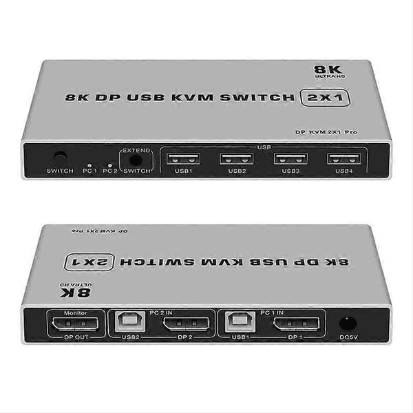 (Ny) 8K KYSW59 60HZ DP USB KVM-switch 2-i-1 Datordelningsenhet Not Specified