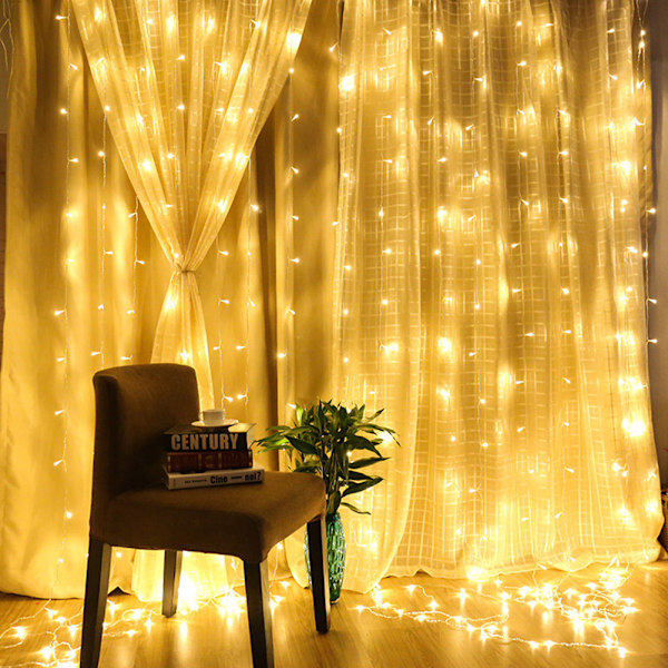 3x1m 120LED Vandtæt Isbar LED Lysstreng - Indendørs Julevindue Gardinlampe, Varmt Hvidt, EU Stik 220V