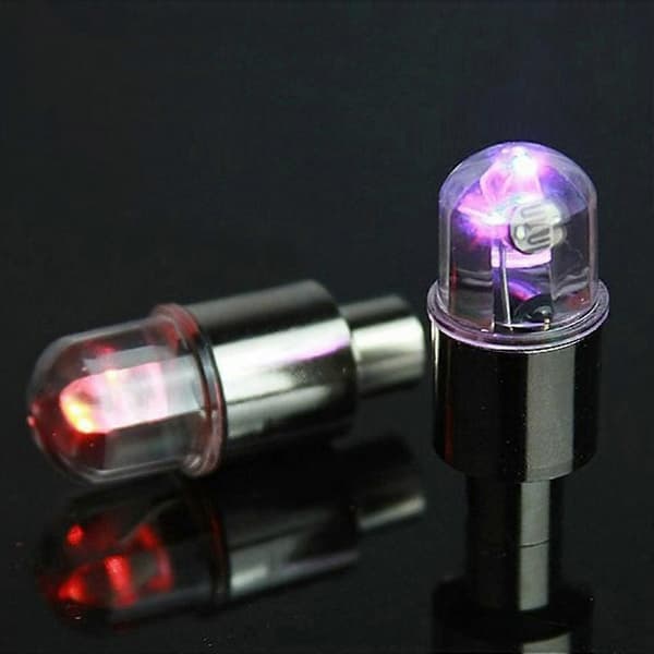 2 stk. ventilhættelys hjuldæklampe med batteri til bil / motorcykel / cykel Colorful Light
