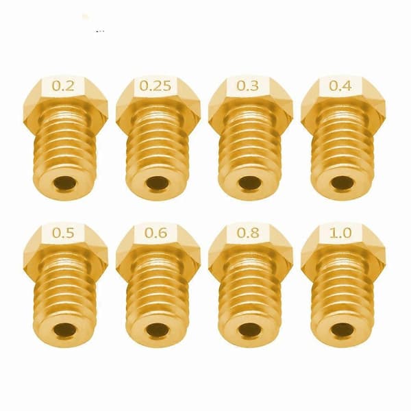 (Ny) 8 STK Bugatti 3D-printertilbehør E3D-V5 V6 Dyse M6 Gevind Forbrugsvarer Varm Dyse 3/0.2mm Inte angivet