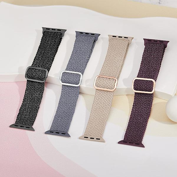 Flätad Stretchy Solo Loop kompatibel för Apple Watch Band 4pcs 5 38/40/41mm