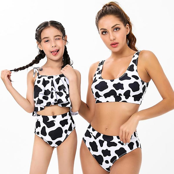 Baddräkt kvinna tjej, baddräkt printed bikini, vuxna barn mor och dotter badkläder (1 st) Adult L