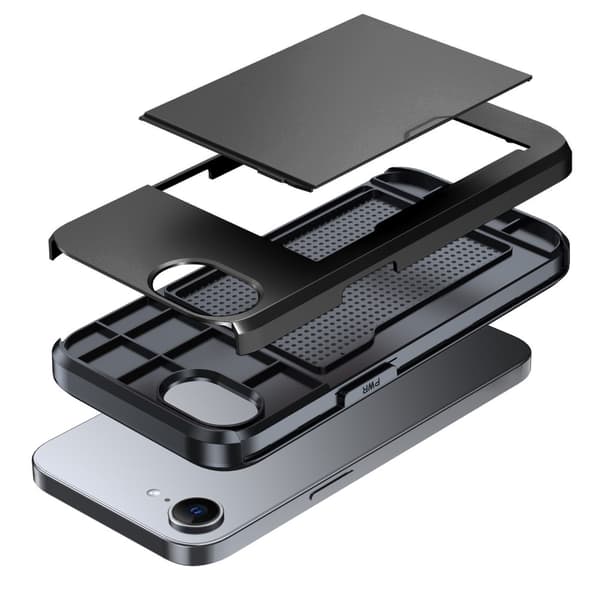 SKALO Armor Kortholder Cover til iPhone 17e - Sort Svart black