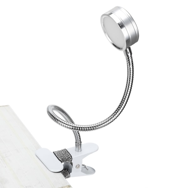 Justerbar 360° Svanhalsklämma med USB, Varm & Kalla Färgtemperatur - Silver