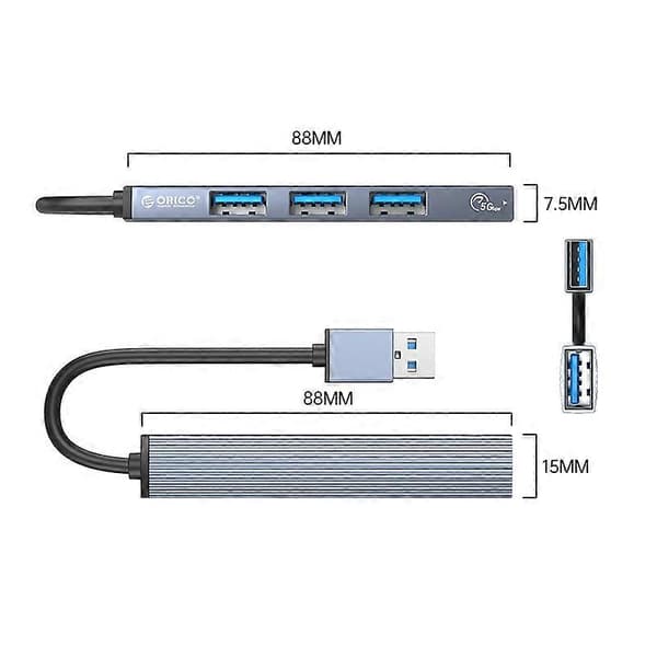 (Ny) ORICO AH-A13 USB 3.0 x 1 + USB 2.0 x 3 till USB 3.0 HUB-adapter Space Gray