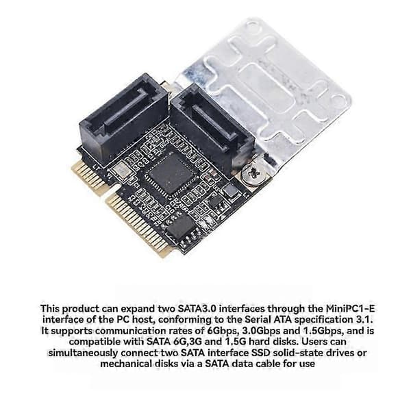 Mini PCI-E till 3.0-adapterkort Mini PCI-E till 2-portars 3.0 6Gbps SSD-adapterkort för WinXP/Win7/8/10/topp