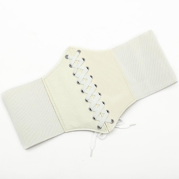 2 st Elastiskt brett band Elastiskt knutet Waspie Korsett midjebälte White