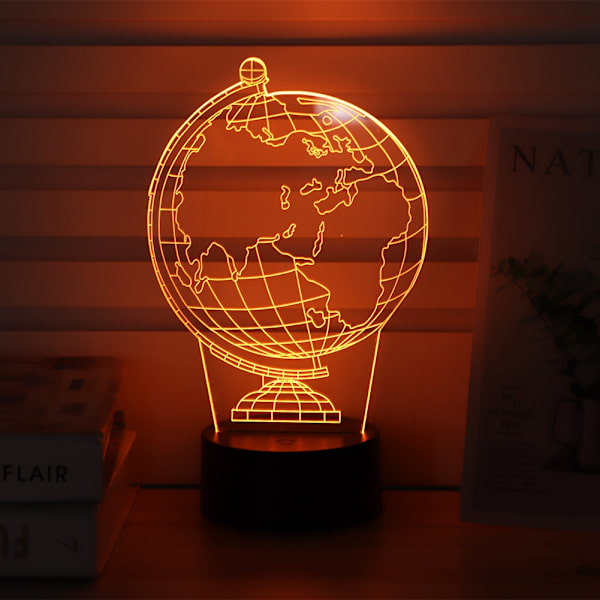 Mini Globusformet LED Nattelys - 7 Farger Visuell Optisk Lampe for Hjemmedekorasjon og Gave