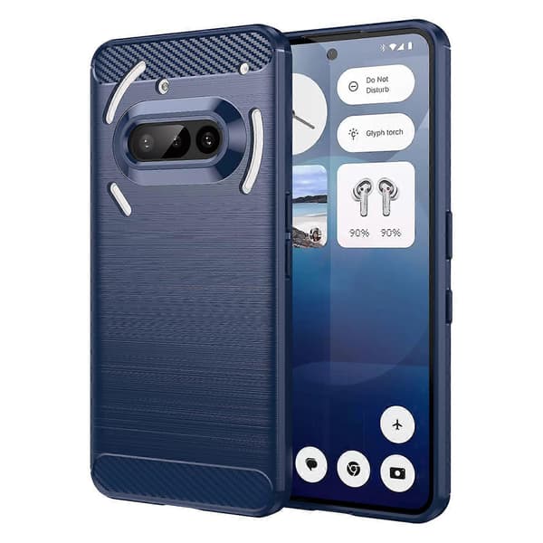 För Nothing Phone 3a kolfiberborstad textur TPU-telefonfodral Blue