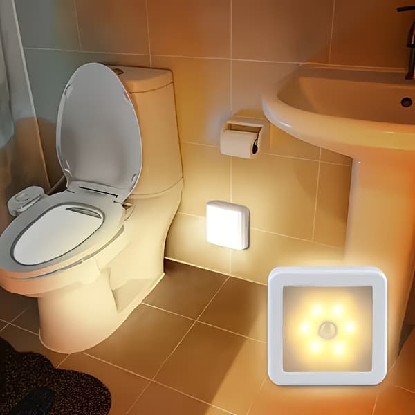 【YD】Motion Sensor Stair Wall Light 6 LED Battery Operated Wireless Night Light for Under Cabinet Hallway Warm Light