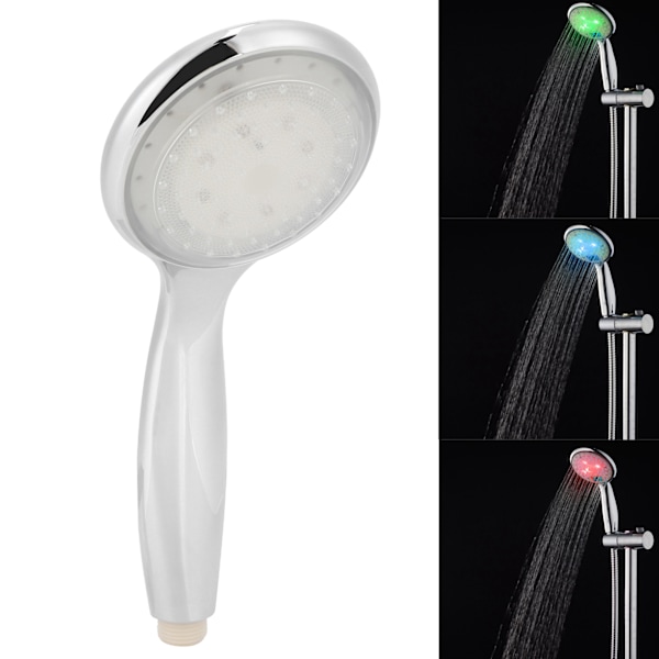 LED-belyst håndholdt dusjhode med temperaturkontroll - Badetilbehør (Modell 9820A)