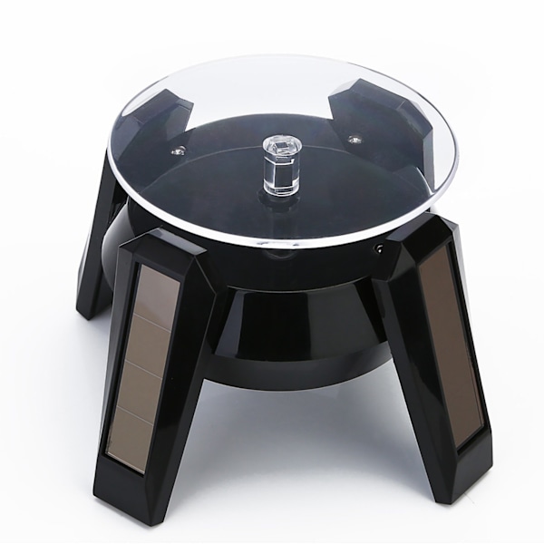 360° Automatisk Roterende Solcelledrevet Displaystativ for Modeller og Figurer - Svart Dreieskivebase