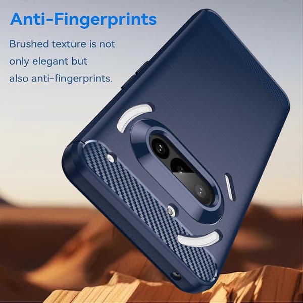 För Nothing Phone 3a kolfiberborstad textur TPU-telefonfodral Blue