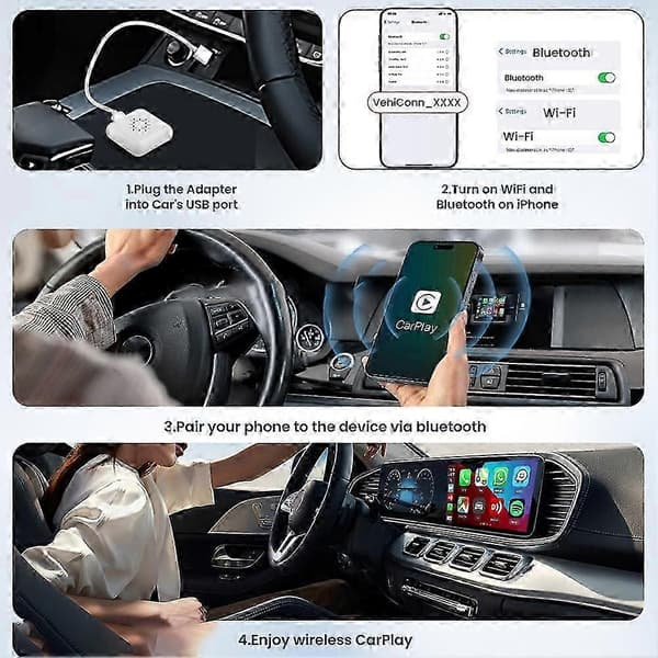 Mini 3 Pro Trådløs CarPlay Android Auto Adapter Dobbelt i 1 BT 5.8GHz WiFi Auto Connect til Bil Intelligent System LX