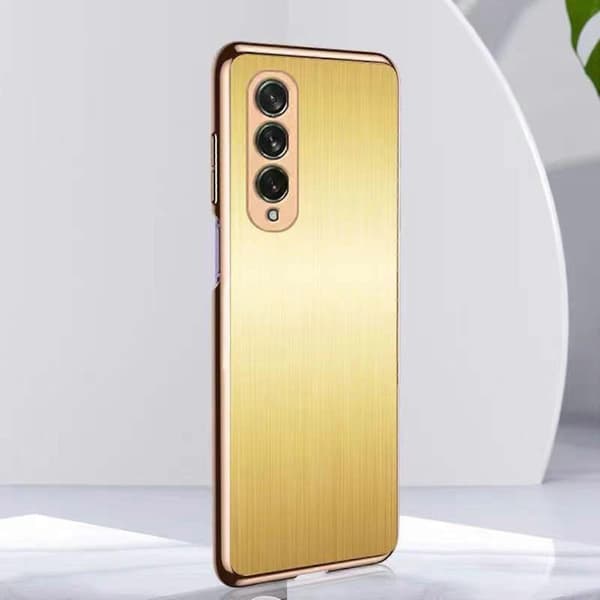 (Ny) För Samsung Galaxy Z Fold3 5G Galvaniserat telefonfodral i rostfritt stål Silver