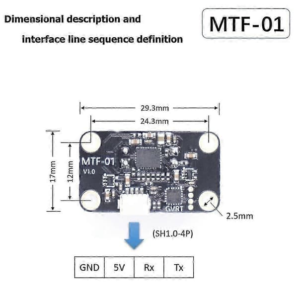 MTF 01 Optisk Sensormodul PMW3901 Optisk Flowsensor UAV Positionering 8M Laser Afstandsmåling Integreret enkel