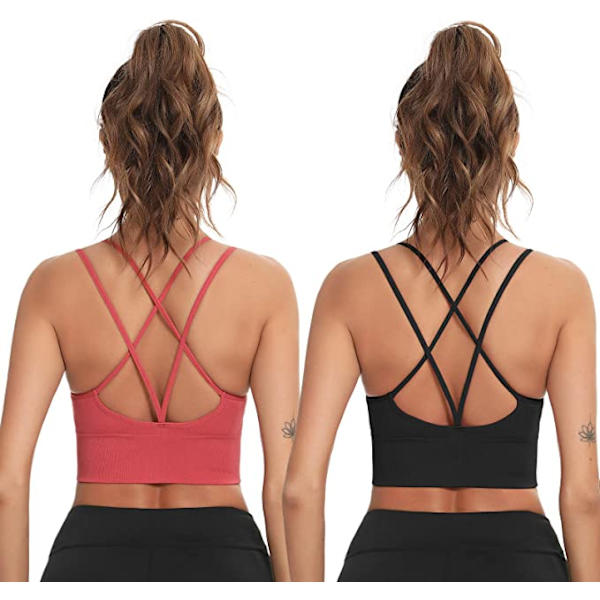 2st Sport-BH för kvinnor med korsad rygg för Yoga Fitness Training M