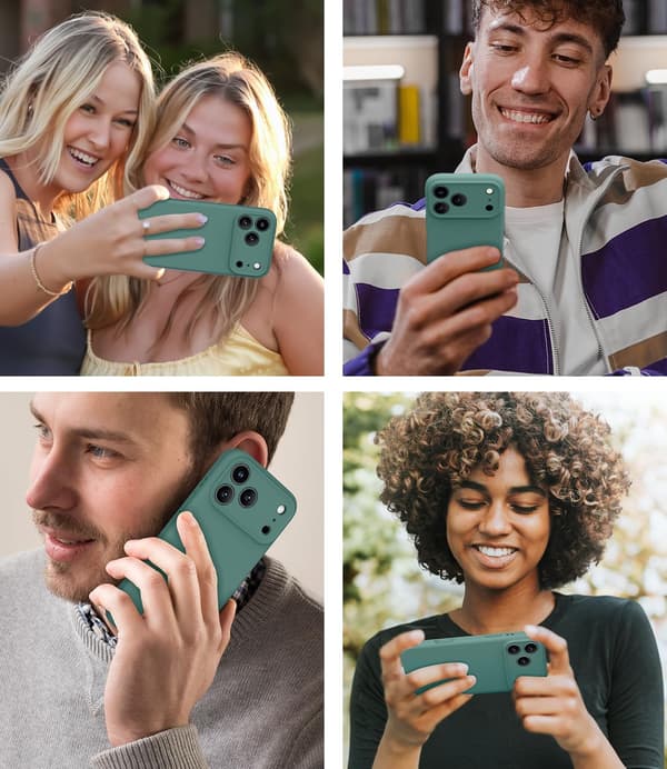 【YD】17-inch Mobile Phone Case, Compatible with Magsafe Ultra-thin Case, Soft Liquid Silicone Shockproof Case (Pine Green, iPhone 17 Pro Max) vert p vert pin iPhone 17 Pro Max