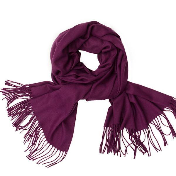 Damscarf i kashmirull, varm slät wine red