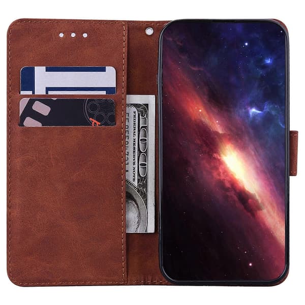 (Ny) Til Tecno Pop 4 Geometrisk Præget Læder Telefoncover Brown