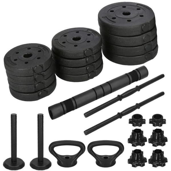 【YD】Dumbbell Set - SPRINGOS - 20 kg - Adjustable Dumbbells - Convertible Kettlebell - 2-piece Set svart