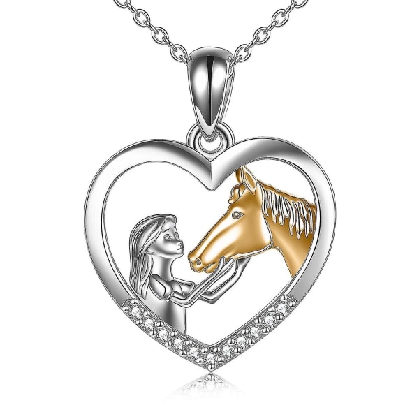 Häst hänge halsband sterling silver flickor med häst gåva Gold Horse Necklace