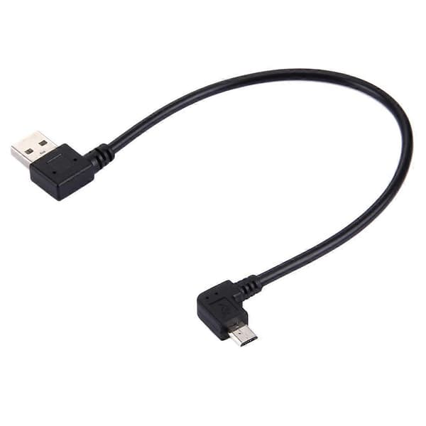 27 cm 90 asteen vasemman kulman Micro USB - 90 asteen vasemman kulman USB-data-/latauskaapeli Inte angivet