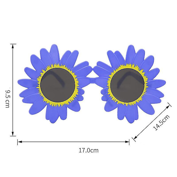 1 x solsikkeformede solbriller Hawaiian kostymefest Morsomme brillerrekvisitter (gul) Yellow