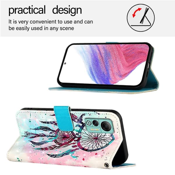 3D-maleri Horisontal Flip Skinntelefonveske til Ulefone Note 14 Color Drop Wind Chimes