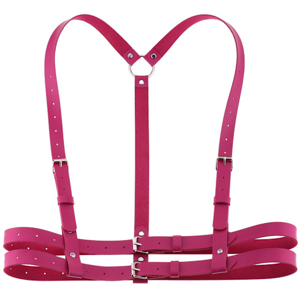 Läder Body Sele Rem Bälten Smycken Gothic Accessoarer Rose Red