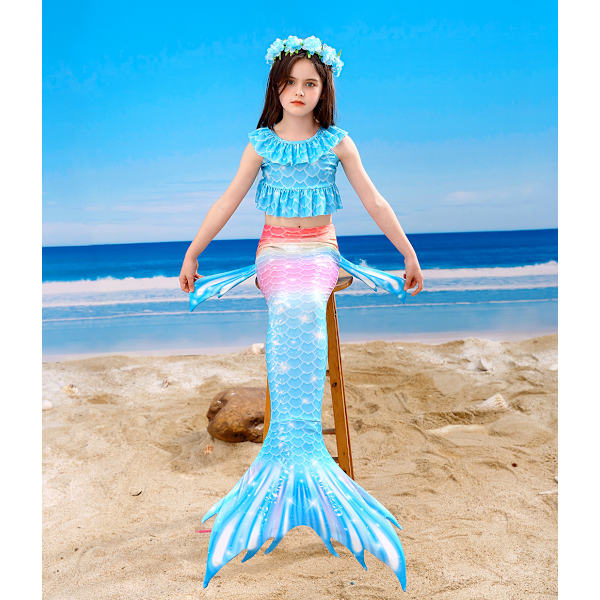 Barn Mermaid Tail Baddräkt Flickor Baddräkt Byxor Badkläder G 140