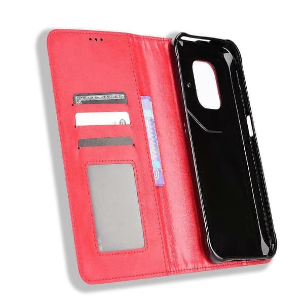 (Ny) Til Ulefone Power Armor 14 / 14 Pro Magnetisk Spænde Retro Tekstur Læder Telefoncover Red