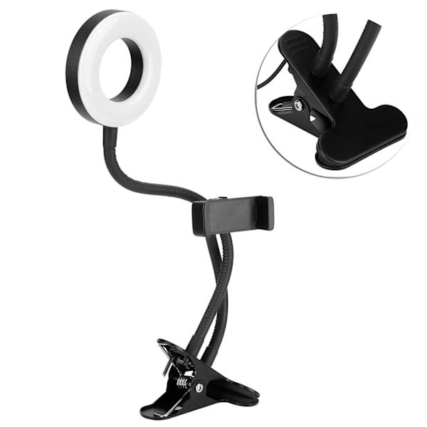 USB-LED-rengasvalo 10 himmennysasteella ja klipsillä suoratoistoon, valokuvaukseen, lukemiseen ja käsitöihin