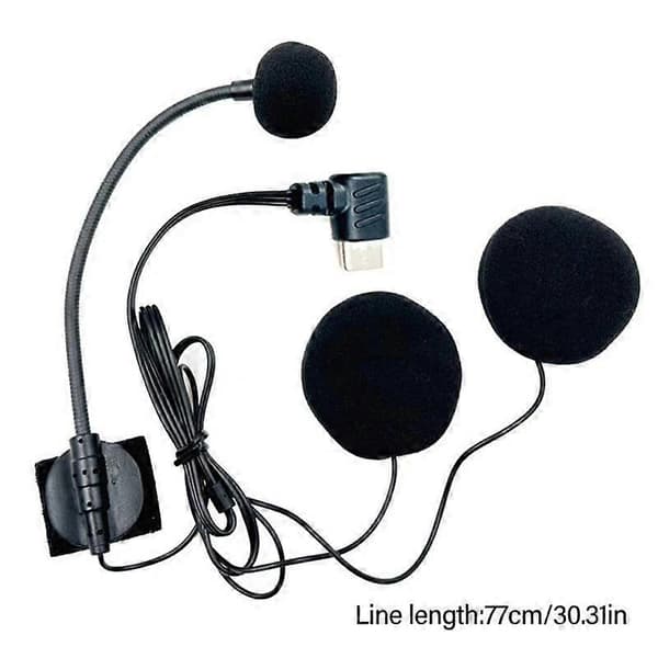 Typ-C armbåge motorcykel halvhjälm intercom headset mikrofon Svart