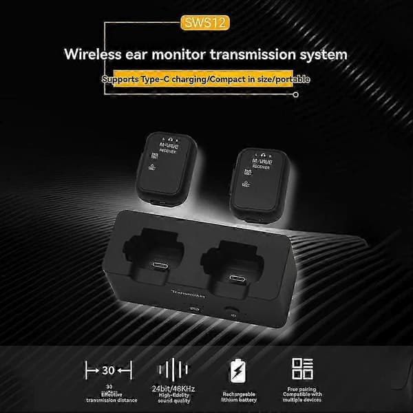 M-VAVE WP-12 2.4G trådløst øretelefonmonitor lydsystem overføring stereo mono opptaker sender mottaker OP