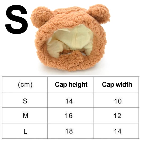 Tecknad Bear Form Pet Cap Kattunge Hatt Husdjursmaterial Brown S