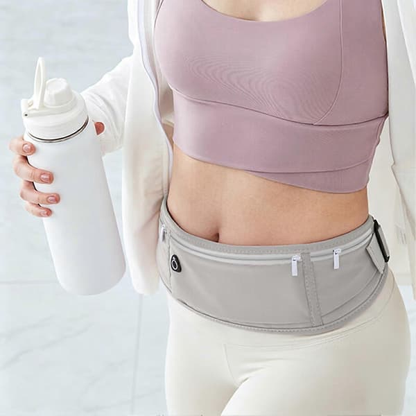 3-Lommet Løbebælte – Passer til 7,2 Tommer Telefon – til Jogging og Vandring Light Pink