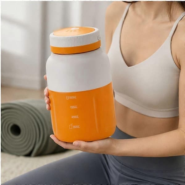Bærbar Multifunktionel Juiceblenderkop, 1300 ml, 2 Låg, Beige DU