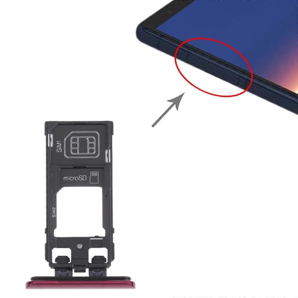 (Ny) SIM-kortfack + SIM-kortfack / Micro SD-kortfack för Sony Xperia 5 Red