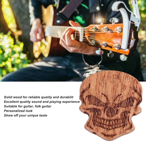 Läskig Skalle Gitarrplock Halloween Spöklikt Massivt Trä Musikinstrument Tillbehör Typ B (Sapele)