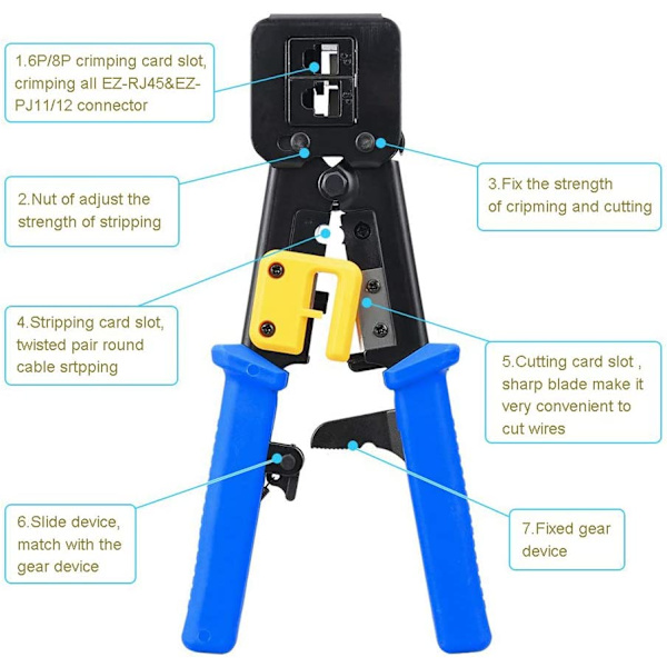 Professionell EZ Pass Through Crimp Tool Ratchet Crimper