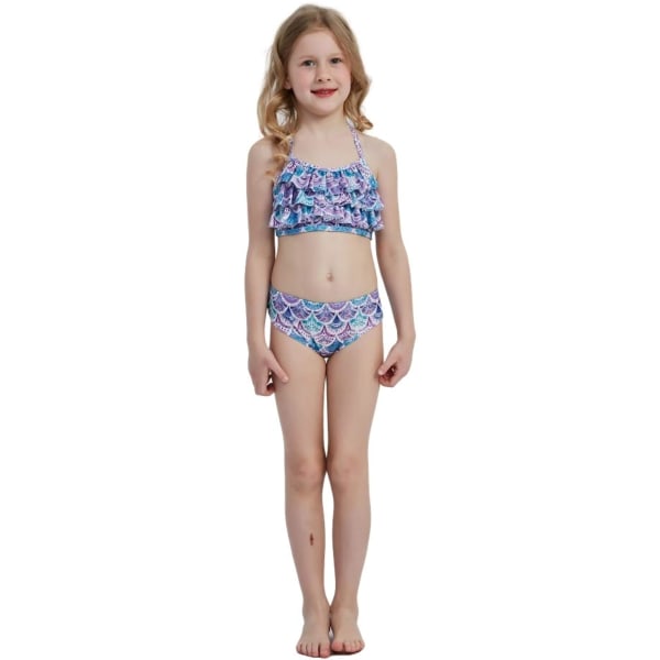 Jenter Mermaid Tail Badedrakt Kostyme Prinsesse Bikini Badedrakt Sett E401 11-12 Years