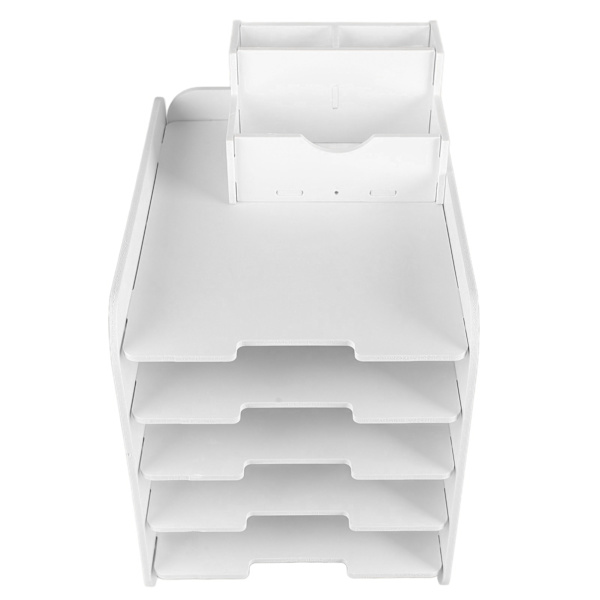 Skrivebordsfilhylle 5-lags Moderne Plast Bordplate Papirdokumentarrangør for Studie Kontor